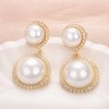 Vissen White Pearl Dangle Earrings for Women Gold Plated Rhinestone