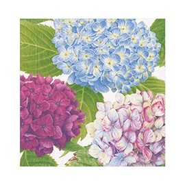 Caspari Hydrangea Garden Napkin Luncheon, Confezione da 20, Carta, Blu, 16.5 x 16.5 x 3 cm