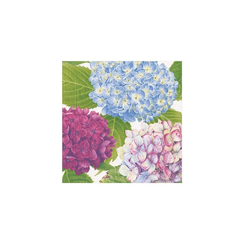 Caspari Hydrangea Garden Napkin Luncheon, Confezione da 20, Carta, Blu,
