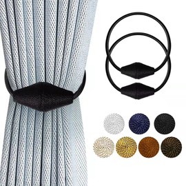 Strong Magnetic Curtain Tiebacks with Upgrade Larger Magnet,2Pack Upgrade Magnet Modern Curtain Holdbacks Decorative Tie Backs for Drapery Window Treatment Decor (Black)