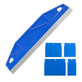 5 PCS Cutting in Tools for Painting, Paint Edger Tool with 4Pcs Scrapers, Stainless Steel Paint Shield Wallpaper Scraper, for Paint Smearing, Repairing Wallpaper, Paint Guide & Measurement
