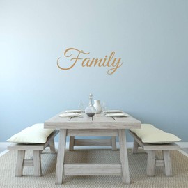 Family Decal | Large Wall Quotes Sticker (22 x 9 inches) | Vinyl Wall Art Letters | Home Accent and Decor Quote Saying | Removable Large Word Lettering for Living Room Dining Room Kitchen (Gold)