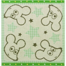 Hayashi WL203600 Hand Towel, Approx. 13.4 x 13.8 inches (34 x 35 cm), Mouse Vest, Happy Star, Green