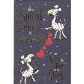 Special Someone Valentine's Day Card with Zebras, Gold Foil Text, 15 x 23 cm