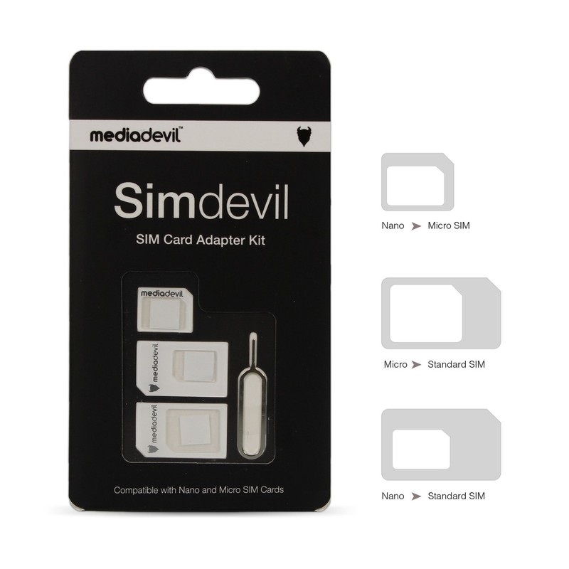 MediaDevil Simdevil 5-in-1 SIM Card Adapter Kit (Nano/Micro/Standard)