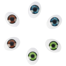 Vollence 3 Pair of 3 Colors Oval Flat Hollow Plastic Eyes Puppet Doll Bear Craft Eyes Eyeballs Mask Making DIY Supplies for Porcelain or Reborn Dolls Stuffed Animal Toys Troll Scary Eyes