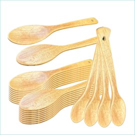 Wooden Kitchen Cooking Spoon, Solid Large Wood Serving Spoons for Stirring, Mixing, Non Stick Kitchen Utensil, Tableware, Scoop Ladle for Stews, Soups, Pasta, Salad, Sauce (1)