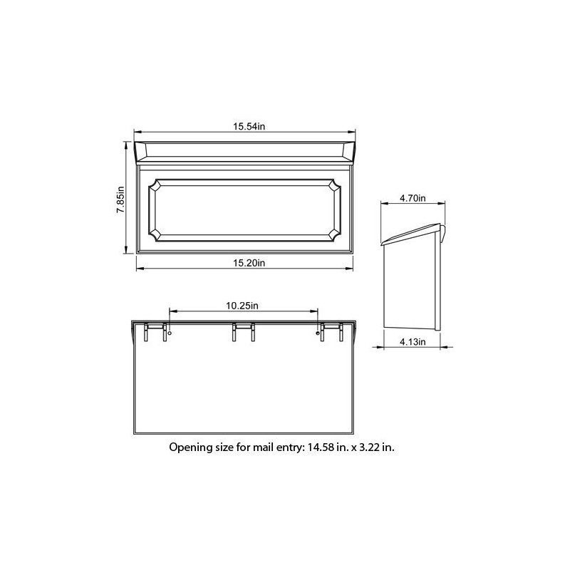 Gibraltar Mailboxes Windsor Small Capacity Rust-Proof Plastic White, Wall-Mount Mailbox,