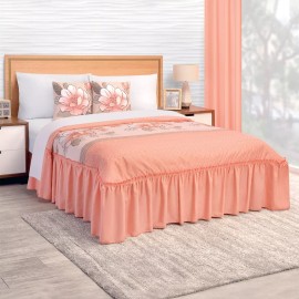 Elefantito Colcha King Size Con Cojines Flora Durazno Ultra Suave Color Coral Claro