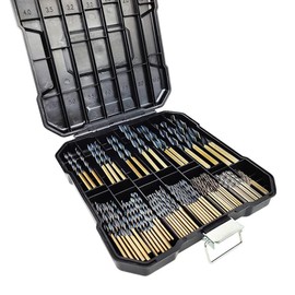 99Pcs HSS Titanium Coated Twist Drill Bit Set, 135° Tip High Speed Steel Drill Bits Kit with Storage Case for Drilling in Wood/Cast Iron/Aluminum Alloy/Plastic/Fiberglass Size from 1.5-10mm