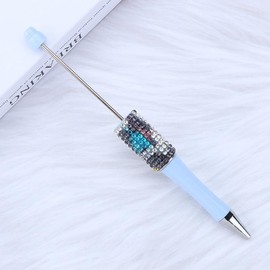 7 Pens Rhinestone Beadable Pens WHOLESALE BULK Beaded Ballpoint Pen 1.0mm Medium Suitable for DIY with Beads and Focals Ships from California:_83- Jeans Blue 1E_7 PCS