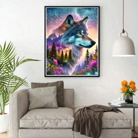 DPHERO Forest Wolf Diamond Painting Kits for Beginners Adults,5D DIY Dreamland Diamond Art Kits,Round Full Drill Fantasy Diamond Painting Art,DIY Painting by Numbers Diamond Art Painting 12x16 inch