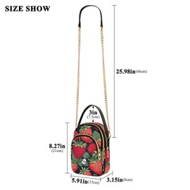 UMIRIKO Red Strawberry Black Small Crossbody Bags for Women Detachable Strap Purses Travel Handbags 20850479
