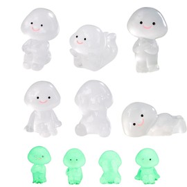 Vctitil 6Pcs Glow in Dark Cartoon Small People Figurines Luminous Micro Landscape Accessories Resin Miniature Little Man Crafts, Suitable for Garden