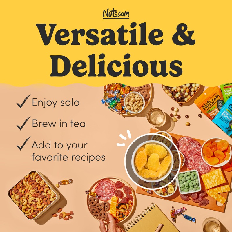 Nuts.com Crystallized Ginger Pieces - Premium Crystallized Ginger Slices -