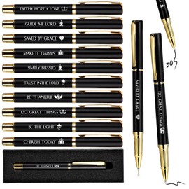 Qeeenar 30 Sets Christian Pen Bible Verse Pen Father's Day Gifts Church Welcome Pen with Black Boxes Inspirational Black Ink Ballpoint Pen Bulk for Office School Graduation Teacher Men Women