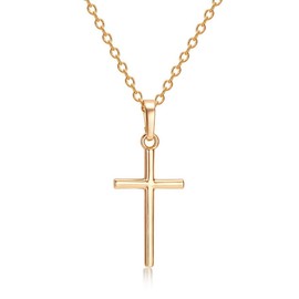 Classic Cross Pendant Chain Necklace Bling Rhinestone Crystal Cross Pendant Necklace For Woman Mens Party Gifts Jewelry-B Gold
