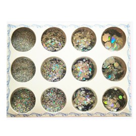 Glitter-12 Colors Festival Holographic Cosmetic Powder for Face, Body, Eye, Hair, Nail and DIY Art,Friendly Cosmetic(Laser Silver)