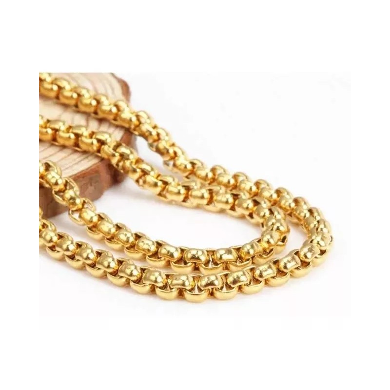 Dtup Cadena Collar Hombre Tipo Cubana Acero De Titanio Genuino