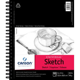 Canson 702-192 Universal Sketch Pad, Side Wire Bound, 9" x 12", White
