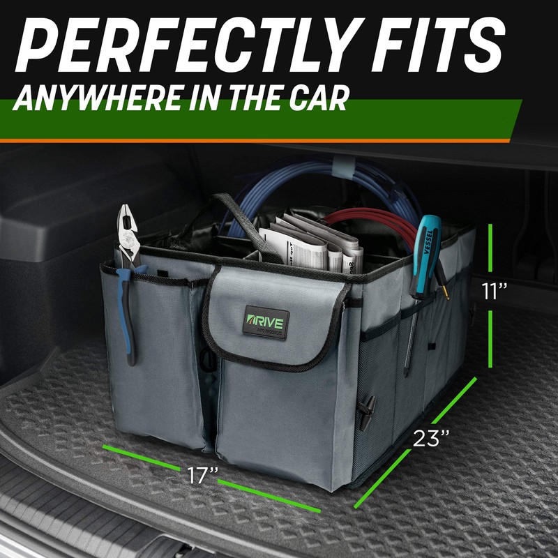 DRIVE - Car Trunk Organizer - Collapsible, Multi-Compartment Automotive SUV