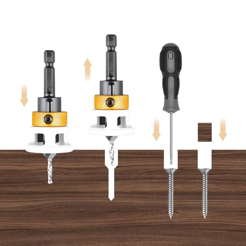 Countersink Drill Wood Countersink Drill Set with Depth Stop, Practical