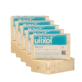 Uiixol Aceites Esenciales - Kit de 5 Jabones Artesanales en Barra, Jabones de Baño con Aromaterapia, con Aroma a Menta, Aumenta el Autoestima y fe en el Futuro 100gr c/u