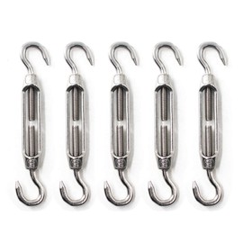 M6 Turnbuckles 304 Stainless Steel Turnbuckle Hook and Eye Turnbuckle Wire Rope Tension (Pack of 5)
