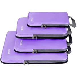BAGAIL 4 Set Compression Packing Cubes Travel Expandable Packing Organizers(Lavender,4 Set）
