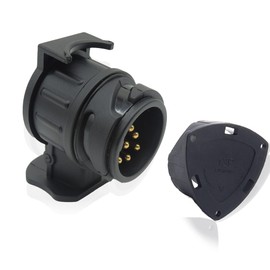 HISports 13 Pin To 7 Pin Towing Adaptor with Parking Cover 12V Waterproof 13 Pin to 7 Pin Trailer Adapter 13 to 7 Pin Plug Trailer Adapter for Caravan Trailer Semitrailer Towing Bar