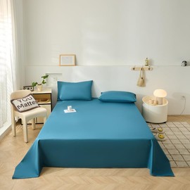 Waterproof Bed Sheet Flat Sheets Lightweight, Mattress Protector Sheet for Bed Couch (Blue, Queen)