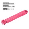 sourcing map Polypropylene Rope Braid Cord 12M/39.4ft 1/4" Pink for