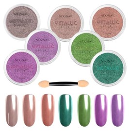 NÉONAIL Metallic Effect Set - 7 Nail Powders with Applicator