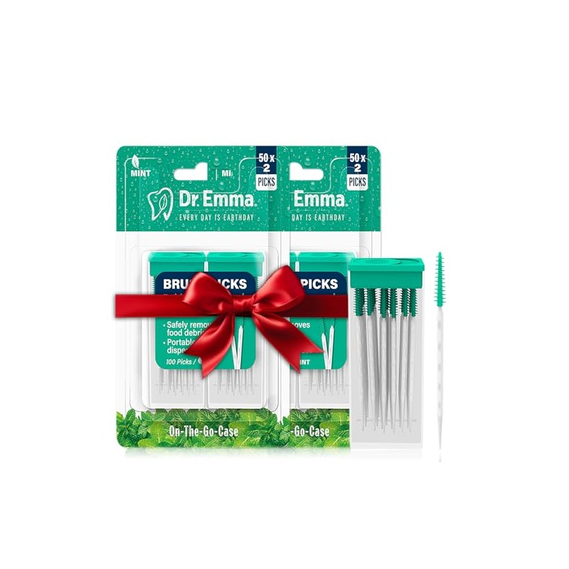 Dr. Emma Brush Picks Rubberized Brush Mint Brush Picks, 2