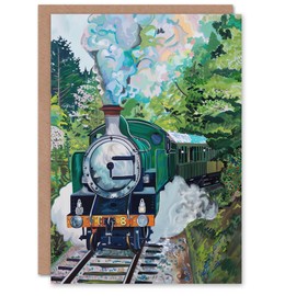 Artery8 Greeting Card Steam Engine Train Talyllyn Railway Snowdonia Blank For Him Or Her Art Birthday Card
