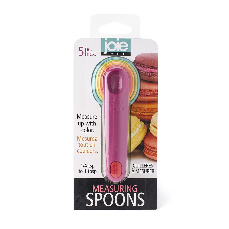 Joie Measuring Spoons, Assorted Colors, Imperial and Metric Measurements, 5-Piece