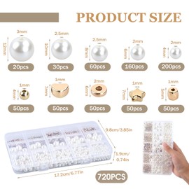 Beads for bracelets, DIY bead set with 720 high-quality beads in 5 sizes and shapes, making necklaces, bracelet set, make yourself, unique jewellery chains