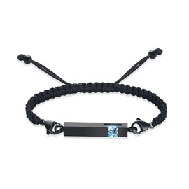 XSMZB Urn Bracelet for Ashes Stainless Steel Crystal Cube Cremation Bangle Locket Memorial Ashes Holder Keepsake for Women Men (Black-Light Blue)