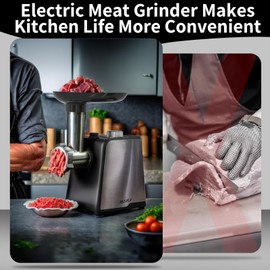 EBEAKA Electric Meat Grinder & Sausage Stuffer Maker, Heavy Duty Meat Mincer with Stainless Steel Blades & 3 Grinding Plates, Food Grinder with Kubbe Kit & Sausage Stuffer Tubes for Home Kitchen Use