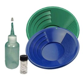 12" Green & Blue Gold Pan Panning Kit with Sniffer & Vial