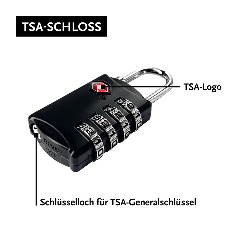 DonDon Travel Luagge Lock TSA approved 4 Digit Combination Black