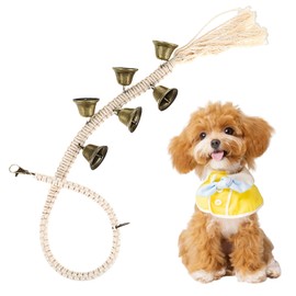 Dog Training Doorbells Puppy Potty Training Bells Adjustable Hanging Door Bell Cotton Handwoven Door Knob Dog Doorbell for Small Medium Large Dogs (Beige)