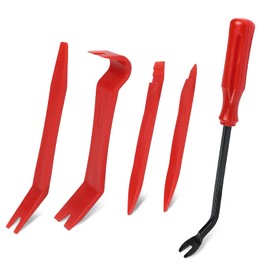 Wogomz 5PCS Auto Trim Removal Tool Kit, No-Scratch Plastic Pry Kit, Interior Fastener Remover Pry Tool Set for Car Door Clip Panel & Audio Dashboard Dismantle, Universal Car Accessories (Red)