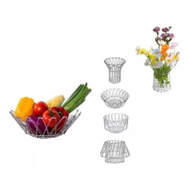 SK Canasta Plegable Frutero Huevera Cesta Multiformas Acero