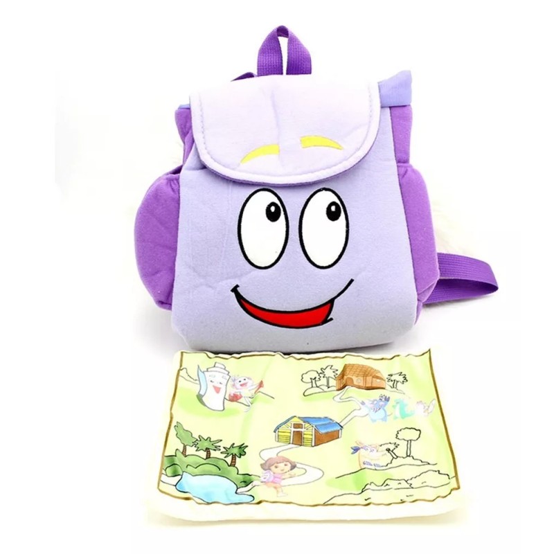 Generic Linda Mochila Bordada De Dibujos Animados Con Mapa