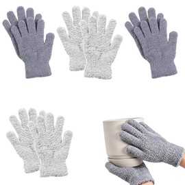 suction 4 Pairs Dusting Gloves, Set with Grey and White Cleaning Gloves, Multi-surface Dusting for Household and Car Interiors, Plant Leaf and Screen Maintenance,13 by 19 Cm Locked Edge Design