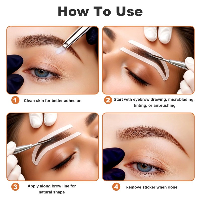 Guduling 100 Pairs Disposable Eyebrow Tape,Eyebrow Stencil Stickers Disposable,Adhesive Eyebrows
