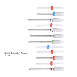 Fafeicy 12 Piece Ceramic Nail Drill Set with Small Round Design, Milling Cutter Drill Electric Grinder, 3/32 inch Shank Diameter, for Removing Acrylic Gel Nails, Cuticle, Manicure, Pedicure