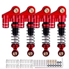for Axial SCX24 Aluminum Shocks Threaded Mini Scale Absorber fit 1/24 RC Crawler Accessories, 4PCS (Black&Red)