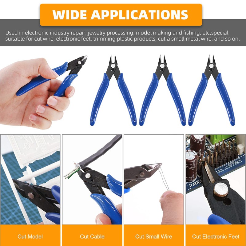 Rustark 6Pcs 5 Inch Micro Wire Flush Cutters, Precision Plastic
